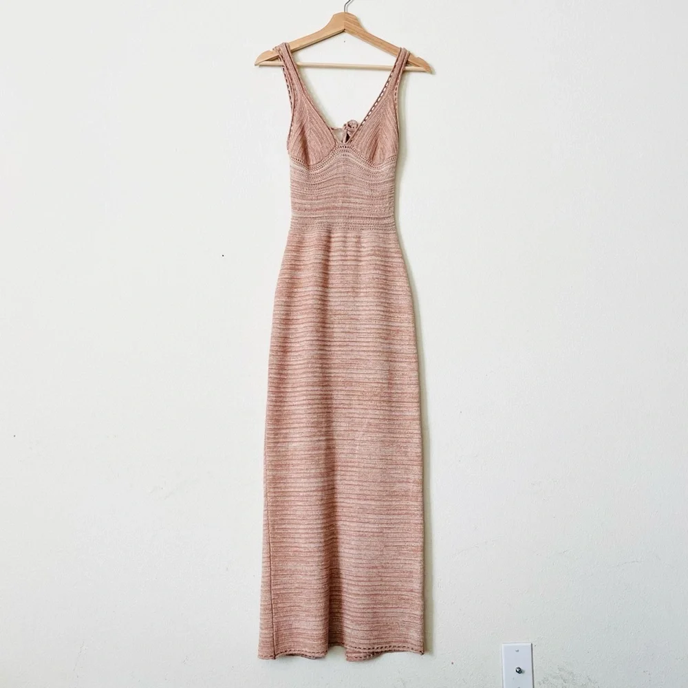 Torn by Ronny Kobo SMALL Madi knit sleeveless maxi dress in Brown Sand - Picture 2 of 10